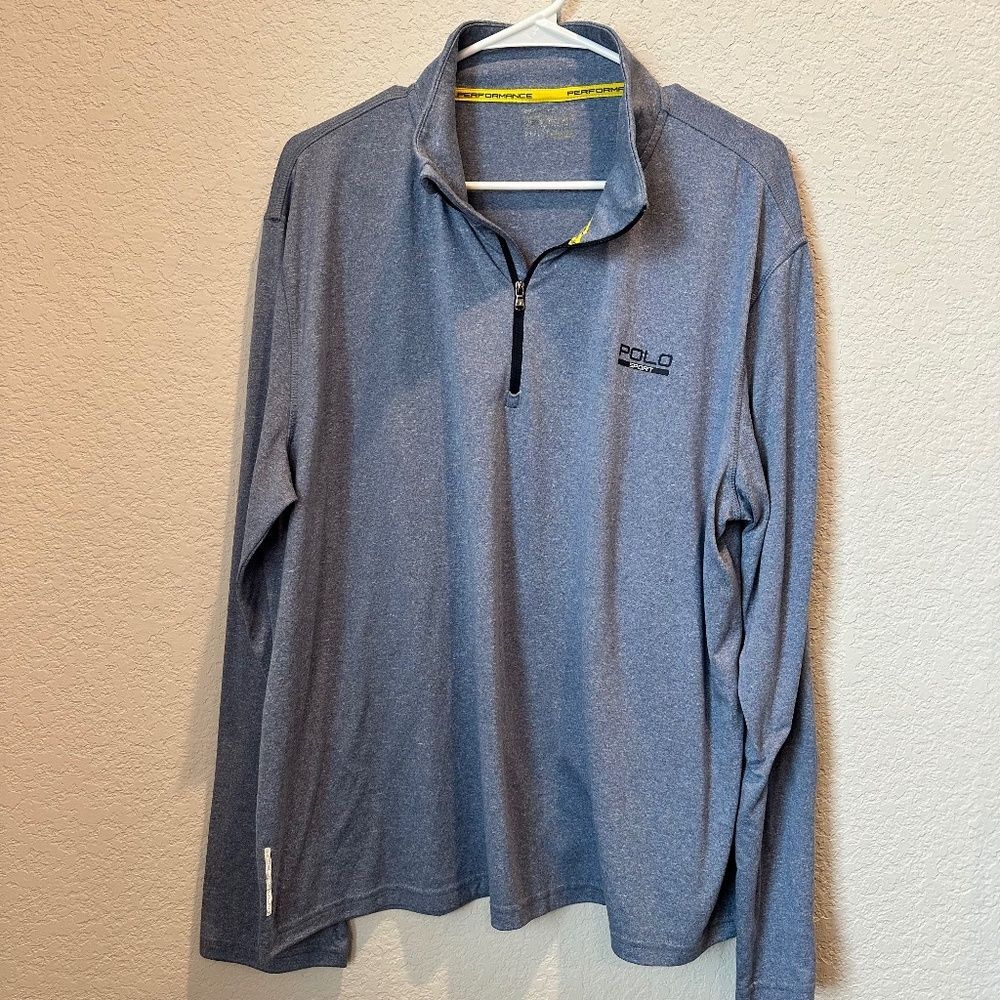 Men’s Polo Sport Blue Performance Quarter Zip Lightweight Pullover - Size XL EUC